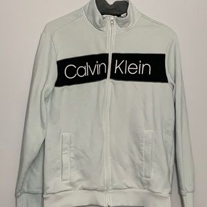 White Calvin Klein Logo Zip Jacket